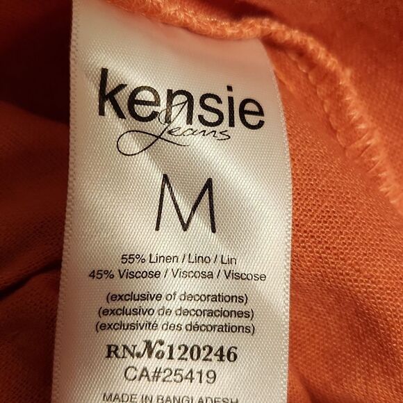 Kenzie orange linen blend v-neck dropped shoulder jumpsuit. - Picture 8 of 9